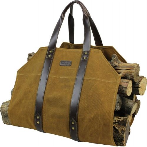  INNO STAGE Canvas Firewood Log Carrier Bag, Waxed Durable Wood Tote of Fireplace Stove Accessories, Extra Large Hay Hauling with Handles for Outdoor Camping Rust