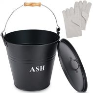 INNO STAGE 3.5 Gallon Ash Bucket with Lid and Handle, Galvanized Iron Ash Pail for Fireplace, Fire Pits and Wood Burning Stoves