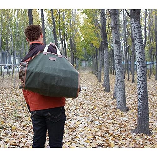  INNO STAGE Canvas Log Carrier Bag,Waxed Durable Wood Tote,Fireplace Stove Accessories,Extra Large Firewood Holder with Handles for Camping Best Gifts