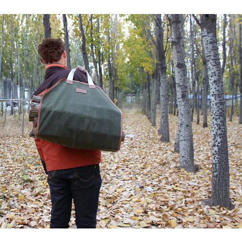  INNO STAGE Canvas Log Carrier Bag,Waxed Durable Wood Tote,Fireplace Stove Accessories,Extra Large Firewood Holder with Handles for Camping Best Gifts