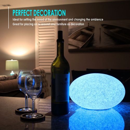 INNOKA 11 LED Bubble Luminous Ball Light, Pebble Granite Finish, Waterproof Cordless & Rechargeable Dimmable Lamp Remote Control [16 RGB Color Changing] [4 Lighting Effects] for Po