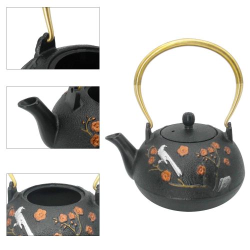 INNOLIFE InnoLife Cast Retro Classic Iron Teapot Kettle Copper handle With Stainless Steel Infuser 1.2L/40oz（Magpie）
