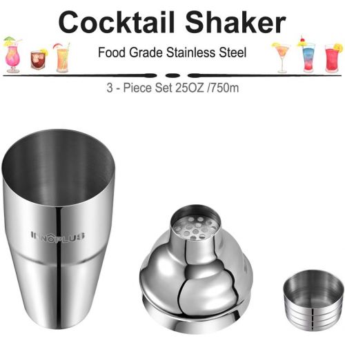  [아마존베스트]INNOPLUS Cocktail Shaker, Martini Shaker Food Grade Stainless Steel, 25 Ounce(750ml) Drink Shaker, Professional Bar tools with Cocktail Strainer, Bartender Kit Gifts
