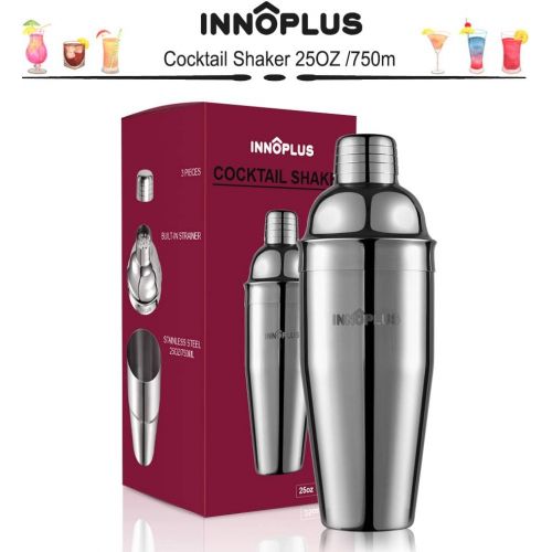  [아마존베스트]INNOPLUS Cocktail Shaker, Martini Shaker Food Grade Stainless Steel, 25 Ounce(750ml) Drink Shaker, Professional Bar tools with Cocktail Strainer, Bartender Kit Gifts