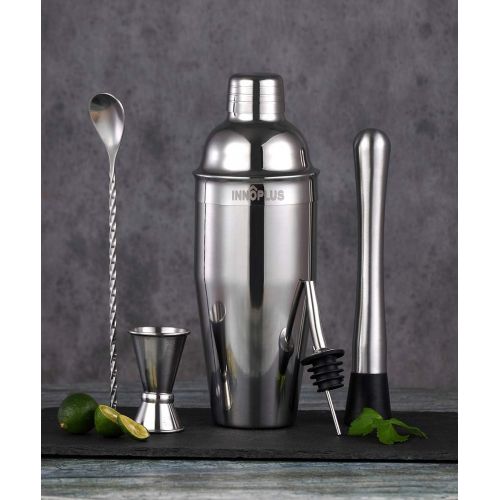  [아마존베스트]INNOPLUS Cocktail Shaker, Cocktail Shaker Set, Martini Shaker, Drink Shaker, Bartender Kit 25 oz Margarita Drink Mixer Christmas Gift, Muddler, Mixing spoon, Jigger, Liquor Pourers Alcohol