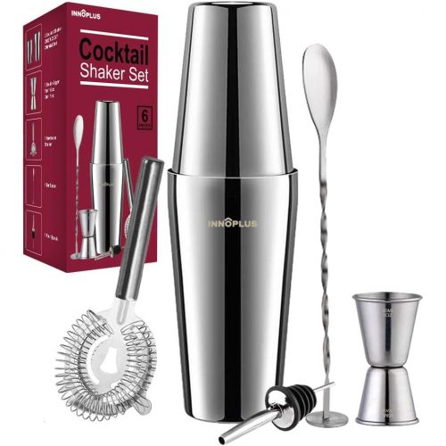  [아마존베스트]INNOPLUS Cocktail Shaker, Martini Shaker, Drink Shaker, Cocktail Shaker Set 12 Piece, Boston Shaker Bar Set, Cocktail Strainer, Bar tools, Bartender Kit Gifts, Stainless Steel Double Measur