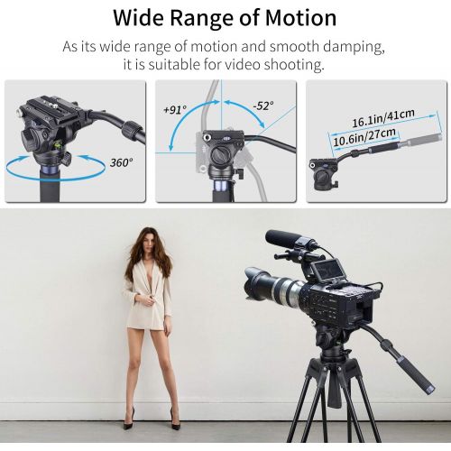  Video Camera Tripod Fluid Head-INNOREL F60,Professional Drag Pan Panoramic Fluid Head with 1/4 and 3/8 Screws Sliding Plate for DSLR Cameras,Camcorders, Telescope，Monopod,Max Load