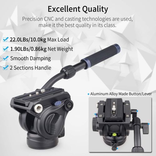  Video Camera Tripod Fluid Head-INNOREL F60,Professional Drag Pan Panoramic Fluid Head with 1/4 and 3/8 Screws Sliding Plate for DSLR Cameras,Camcorders, Telescope，Monopod,Max Load