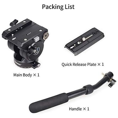  Video Fluid Head Tripod Drag Pan Head INNOREL H90 CNC All Metal Panoramic Tripod Head for DSLR Cameras Camcorders Tripod Monopod with 3/8 1/4 Mounting Screw Sliding Plate, Max Load