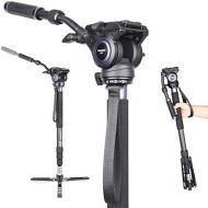 Carbon Fiber Video Monopod-INNOREL VM75CK Professional Hydraulic Fluid Head Monopod Removable Multifunctional Travel Tripod Stand for Gopro DSLR Camera Telescopic Camcorders, Max L