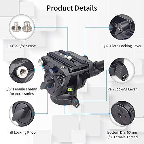  Carbon Fiber Video Monopod-INNOREL VM75CK Professional Hydraulic Fluid Head Monopod Removable Multifunctional Travel Tripod Stand for Gopro DSLR Camera Telescopic Camcorders, Max L