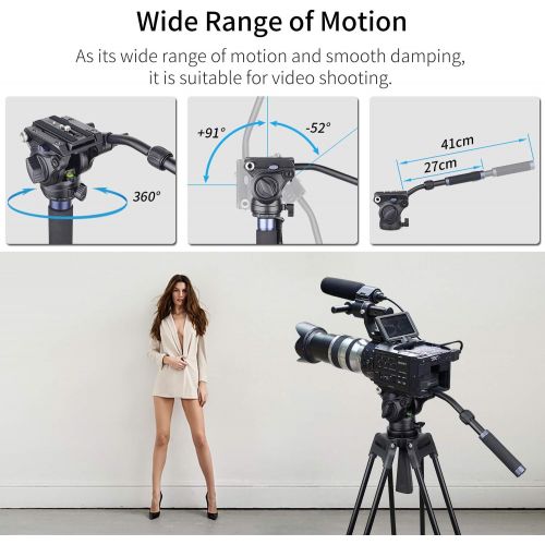  Carbon Fiber Video Monopod-INNOREL VM75CK Professional Hydraulic Fluid Head Monopod Removable Multifunctional Travel Tripod Stand for Gopro DSLR Camera Telescopic Camcorders, Max L