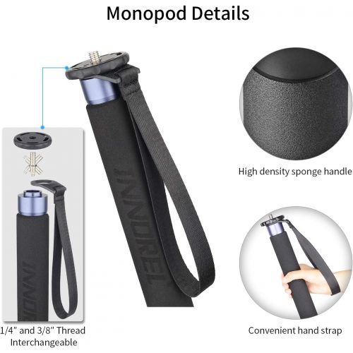  Carbon Fiber Video Monopod-INNOREL VM75CK Professional Hydraulic Fluid Head Monopod Removable Multifunctional Travel Tripod Stand for Gopro DSLR Camera Telescopic Camcorders, Max L