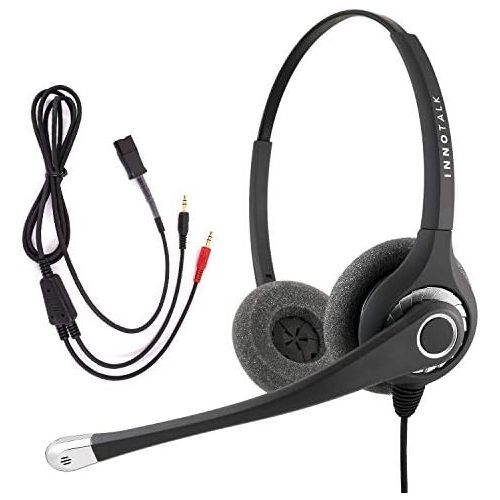  InnoTalk Analog PC Headset fit to Sound card in Computer - Sound forced Phone headset + PC Sound Card Headset Adapter