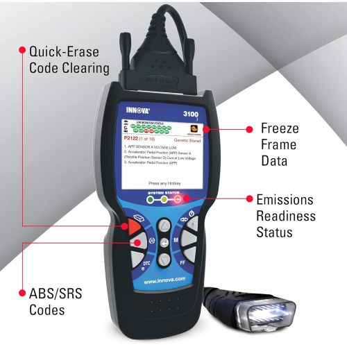  Innova 3100j OBD2 Scanner / Car Code Reader with ABS, SRS, and Service Light Reset