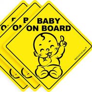[아마존베스트]INNOVATIVE BAY Baby on Board Sticker Sign (3 pack), Baby board, baby car sticker, baby car decal, baby...