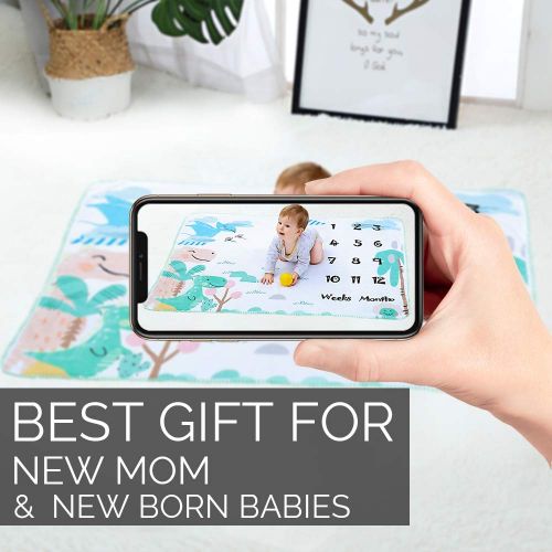  INNObeta Dinosaur Baby Monthly Milestone Blanket | Flannel Fleece Plush Newborn Infant Photo Blanket | for...