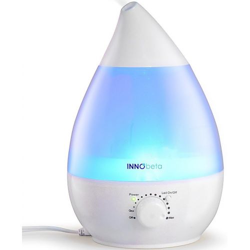  InnoBeta Waterdrop 2,4 Liter Ultraschall Luftbefeuchter Cool Mist mit Filter fuer Babys, Kinder, Die Ganze Nacht Hindurch, Leise, Automatische Ausschaltung,langlebig, 7-farbige LED-