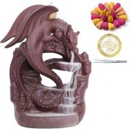 INONE Dragon Backflow Incense Burner Waterfall Ceramic Incense Holder for Aromatherapy Ornament Home Decor