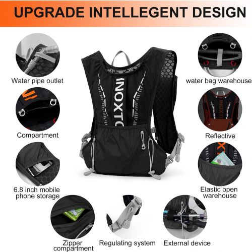  INOXTO Hydration Vest Backpack,Lightweight Water Running Vest Pack with 1.5L Water Bladder Bag Daypack for Hiking Trail Running Cycling Race Marathon for Women Men Kids