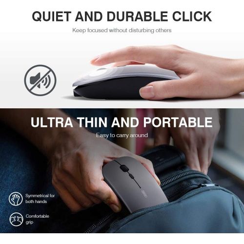  [아마존 핫딜]  [아마존핫딜]Wireless Mouse, Inphic Slim Silent Click Rechargeable 2.4G Wireless Mice 1601DPI Mini Optical Portable Travel Cordless Mouse with USB Receiver for PC Laptop Computer Mac MacBook, S