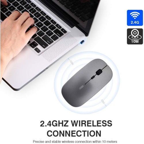  [아마존 핫딜]  [아마존핫딜]Wireless Mouse, Inphic Slim Silent Click Rechargeable 2.4G Wireless Mice 1601DPI Mini Optical Portable Travel Cordless Mouse with USB Receiver for PC Laptop Computer Mac MacBook, S