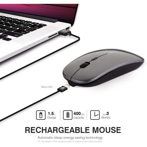  [아마존 핫딜]  [아마존핫딜]Wireless Mouse, Inphic Slim Silent Click Rechargeable 2.4G Wireless Mice 1601DPI Mini Optical Portable Travel Cordless Mouse with USB Receiver for PC Laptop Computer Mac MacBook, S