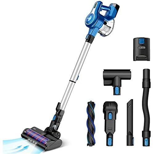  INSE Cordless Vacuum Cleaner, 23Kpa 265W Powerful Suction Stick Vacuum Cleaner, Up to 45min Runtime, Rechargeable Battery Vacuum, 10-in-1 Lightweight Vacuum for Carpet Hard Floor P