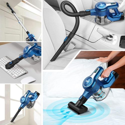  INSE Cordless Vacuum Cleaner, 23Kpa 265W Powerful Suction Stick Vacuum Cleaner, Up to 45min Runtime, Rechargeable Battery Vacuum, 10-in-1 Lightweight Vacuum for Carpet Hard Floor P