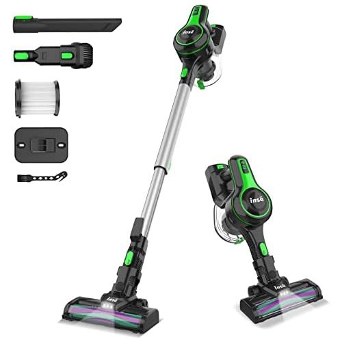  INSE Cordless Vacuum Cleaner, 6-in-1 Rechargeable Stick Vacuum with 2200 m-A-h Battery, Powerful Lightweight Vacuum Cleaner, Up to 45 Mins Runtime, for Home Hard Floor Carpet Pet H