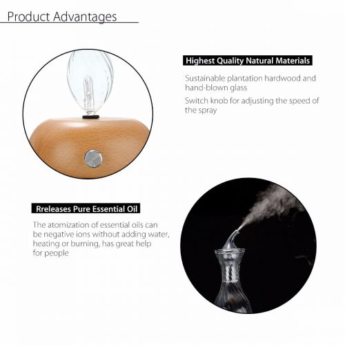 제네릭 Generic Winter Fashion LED Nebulizing Pure Essential Oil Fragrance Humidifier Air Aroma Wood Glass Diffuser For Home Office Appliance