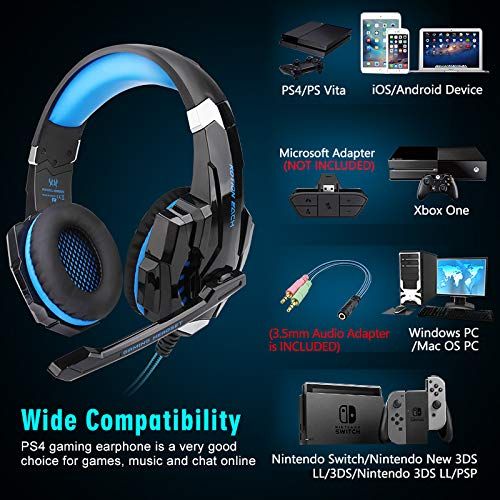  [아마존 핫딜]  [아마존핫딜]INSMART PS4 Headset, PC Gaming Headset Auch fuer Nintendo Switch, Xbox One & Laptop, 3.5mm Noise Cancelling Gaming Kopfhoerer mit Mikrofon, Surround Sound System & Extra 3,5mm Y-Klin