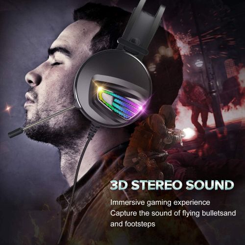  [아마존베스트]INSMART PS4 Headset, PC Gaming Headset Also for Nintendo Switch, Xbox One & Laptop, 3.5 mm PS4 Headphones with Microphone, Surround Sound System & Extra 3.5 mm Y-Jack Adapter