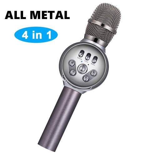  Wireless Karaoke Microphone,INSMART 4-in-1 Portable Handheld Karaoke Mic Karaoke Player Home Party Birthday Speaker Machine with Multi-Color LED Lights Compatible iPhoneAndroidiP