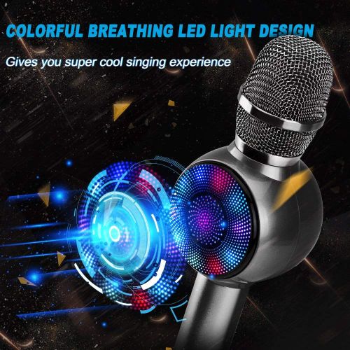  Wireless Karaoke Microphone,INSMART 4-in-1 Portable Handheld Karaoke Mic Karaoke Player Home Party Birthday Speaker Machine with Multi-Color LED Lights Compatible iPhoneAndroidiP