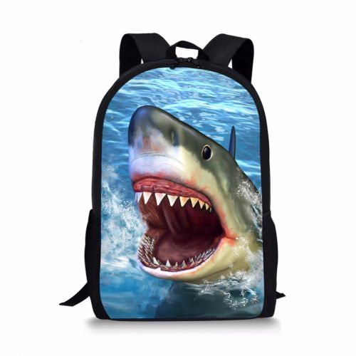  INSTANTARTS Blue Shark School Satchel Bookbag Backpack Shoulder Bag Schoolbag