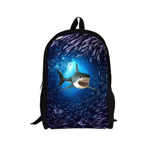  INSTANTARTS Cool Shark Fish Back to School Backpack Durable Bookbag Book Bag Blue