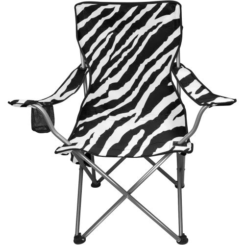  INSTANTARTS Zebra Print Beach Chairs Black White Stripes Portable Foldable Camping Chair Durable Comfortable Outdoor Chairs