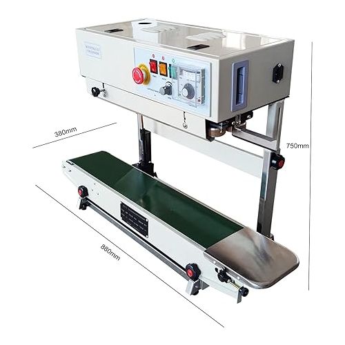  INTBUYING FR-770 Continuous Band Sealer Automatic Sealing Machine Bag Heat Sealer Sealing Polybag Mache for PVC Bag Filmwith Two 770mm PTFE Belts (Vertical) 110V