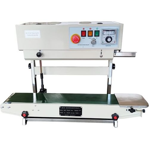  INTBUYING FR-770 Continuous Band Sealer Automatic Sealing Machine Bag Heat Sealer Sealing Polybag Mache for PVC Bag Filmwith Two 770mm PTFE Belts (Vertical) 110V