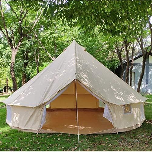  INTBUYING 4 Season Outdoor Waterproof Oxford Canvas Yurt Bell Tent with Mosquito Screen Door and Windows for Hunting Family Camping Wall Tent 16.4ft(5m)