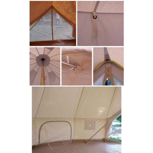  INTBUYING 4 Season Outdoor Waterproof Oxford Canvas Yurt Bell Tent with Mosquito Screen Door and Windows for Hunting Family Camping Wall Tent 16.4ft(5m)