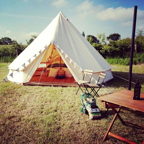  INTBUYING 4 Season Outdoor Waterproof Oxford Canvas Yurt Bell Tent with Mosquito Screen Door and Windows for Hunting Family Camping Wall Tent 16.4ft(5m)