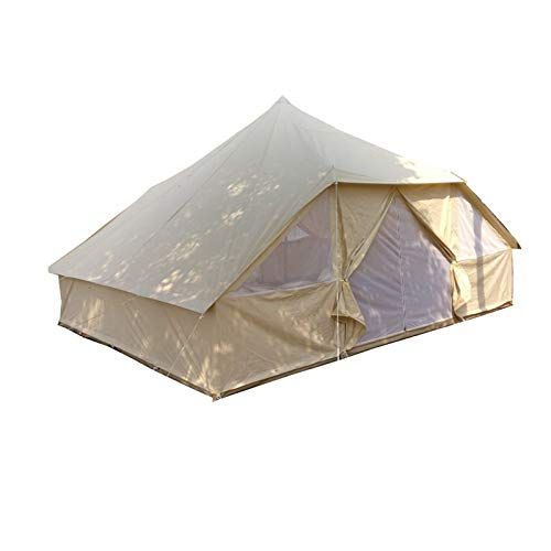  INTBUYING 4 Season Double Door Waterproof Oxford Canvas Tent 13x16.4ft Outdoor Yurt Bell Tent with Mosquito Screen Door and Windows for Hunting Family Camping Wall Tent