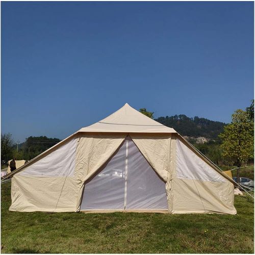  INTBUYING 4 Season Double Door Waterproof Oxford Canvas Tent 13x16.4ft Outdoor Yurt Bell Tent with Mosquito Screen Door and Windows for Hunting Family Camping Wall Tent