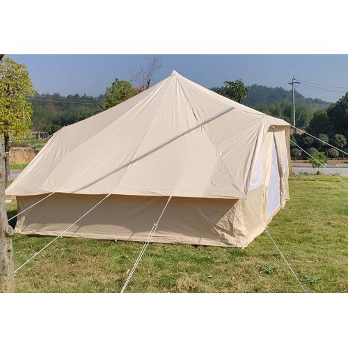  INTBUYING 4 Season Double Door Waterproof Oxford Canvas Tent 13x16.4ft Outdoor Yurt Bell Tent with Mosquito Screen Door and Windows for Hunting Family Camping Wall Tent