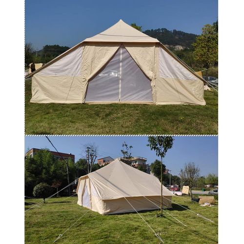  INTBUYING 4 Season Double Door Waterproof Oxford Canvas Tent 13x16.4ft Outdoor Yurt Bell Tent with Mosquito Screen Door and Windows for Hunting Family Camping Wall Tent