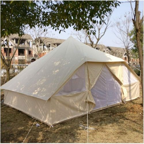  INTBUYING 4 Season Double Door Waterproof Oxford Canvas Tent 13x16.4ft Outdoor Yurt Bell Tent with Mosquito Screen Door and Windows for Hunting Family Camping Wall Tent