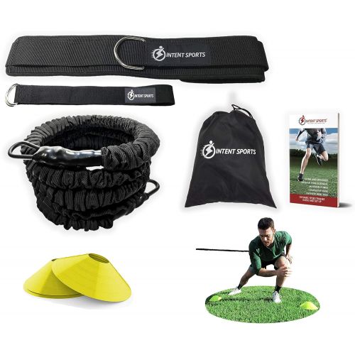  INTENT SPORTS 360° Dynamic Speed Resistance and Assistance Trainer Kit 8 Ft. Strength 80 Lb Resistance Running Bungee Band (Waist). Solo or Partner. Multi-Sport Maximize Power, Str