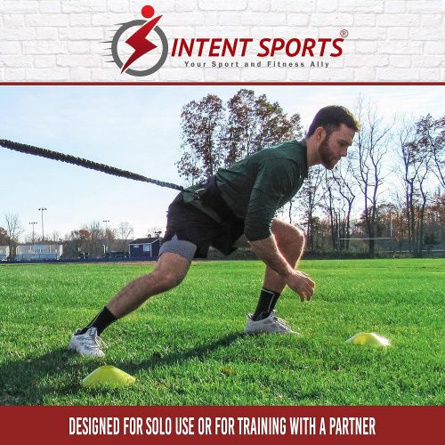  INTENT SPORTS 360° Dynamic Speed Resistance and Assistance Trainer Kit 8 Ft. Strength 80 Lb Resistance Running Bungee Band (Waist). Solo or Partner. Multi-Sport Maximize Power, Str